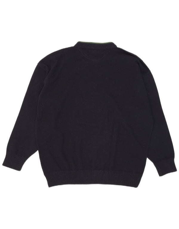 Męski sweter męski z grafiką i okrągłym dekoltem Alexander's 2XL Granatowa wełna