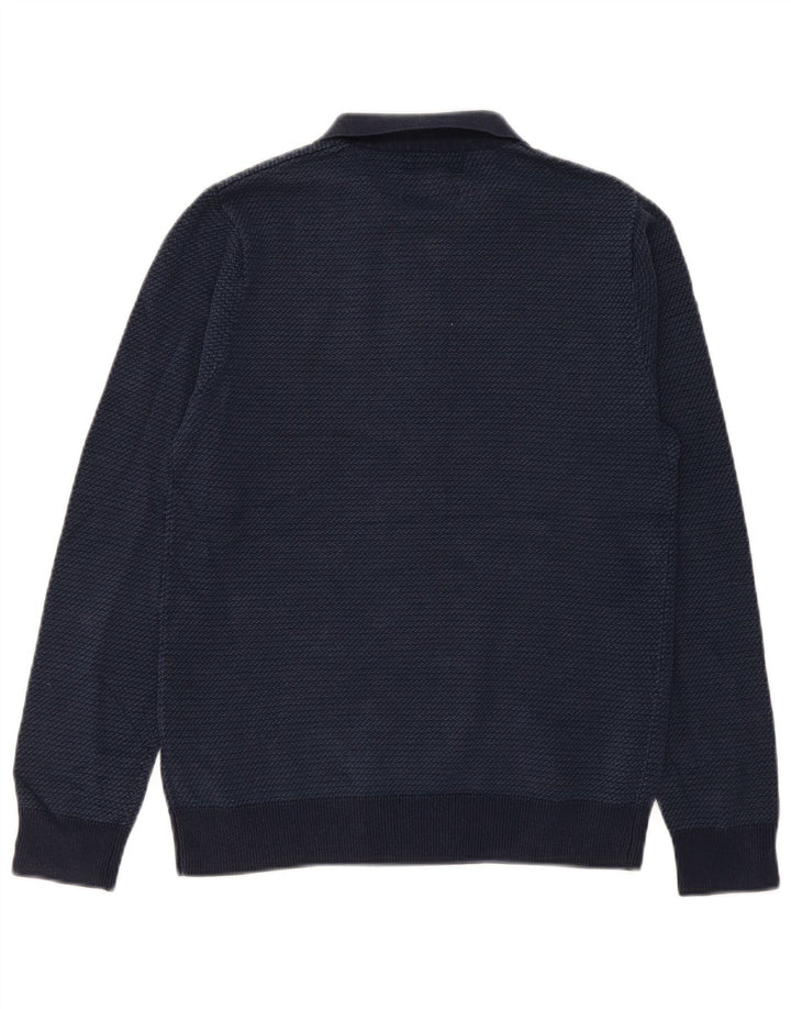 Marks & Spencer Męski sweter polo o dopasowanym kroju, mały, granatowy