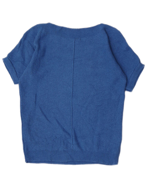 Damski sweter z krótkim rękawem i dekoltem w łódkę White Stuff UK 8 Small Blue