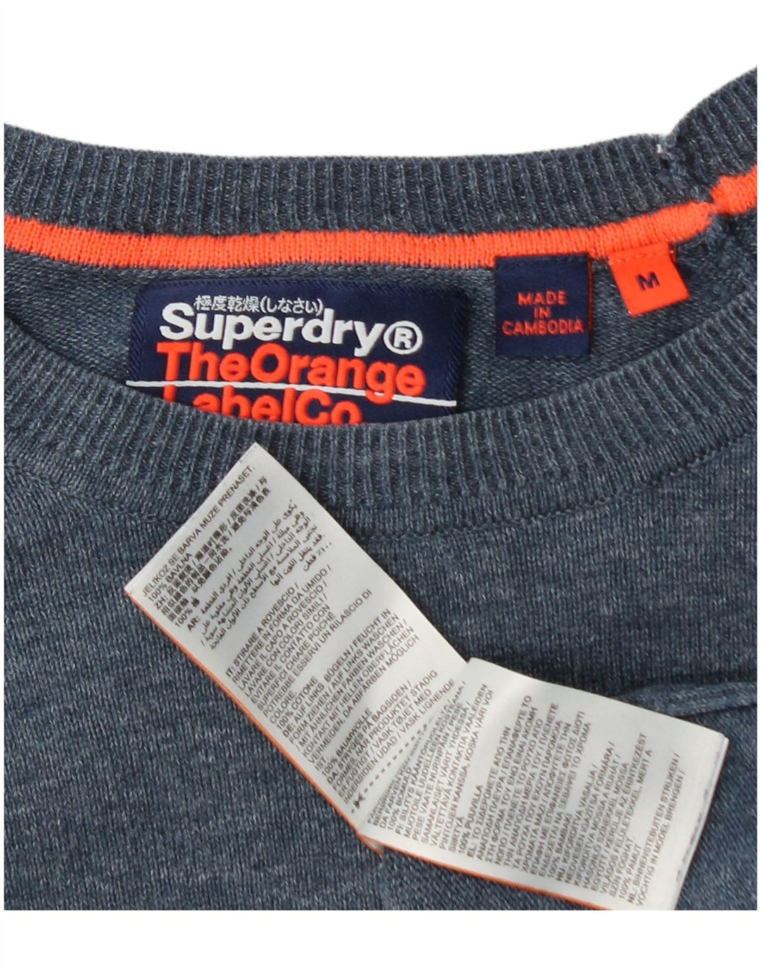 Damski sweter Superdry z dekoltem w łódkę, UK 14, średni niebieski, bawełniany