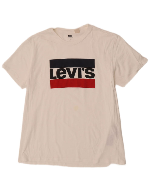 Męska koszulka z grafiką Levi's Top XL, biała bawełna