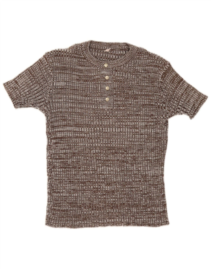 T-shirt damski w stylu vintage Top UK 12 Średni brązowy nakrapiany