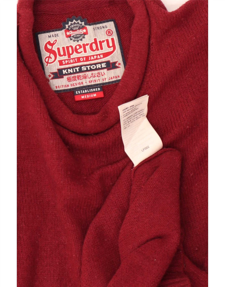 Męski sweter Superdry z okrągłym dekoltem, średnia czerwona wełna owcza