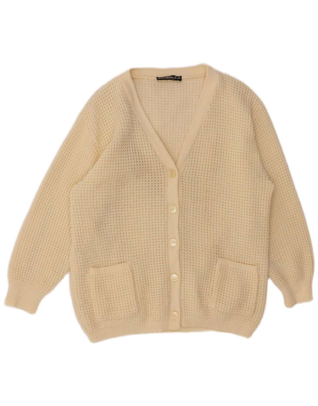 Sweter damski VINTAGE IT 48 XL w kolorze złamanej bieli, poliakryl