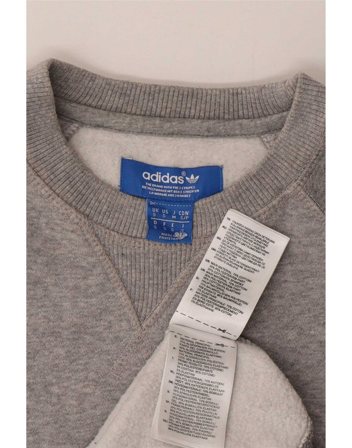 Adidas Męska bluza z grafiką, mała, szara, bawełniana