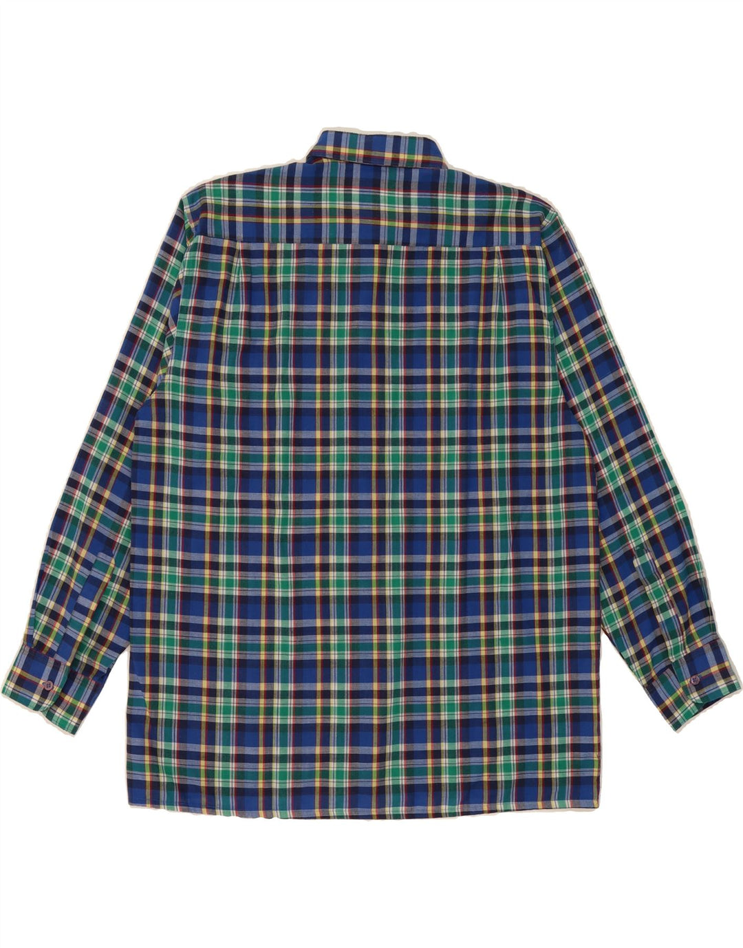 VINTAGE Mens Shirt Large Navy Blue Check Polyester Vintage Vintage and Second-Hand Vintage from Messina Hembry 