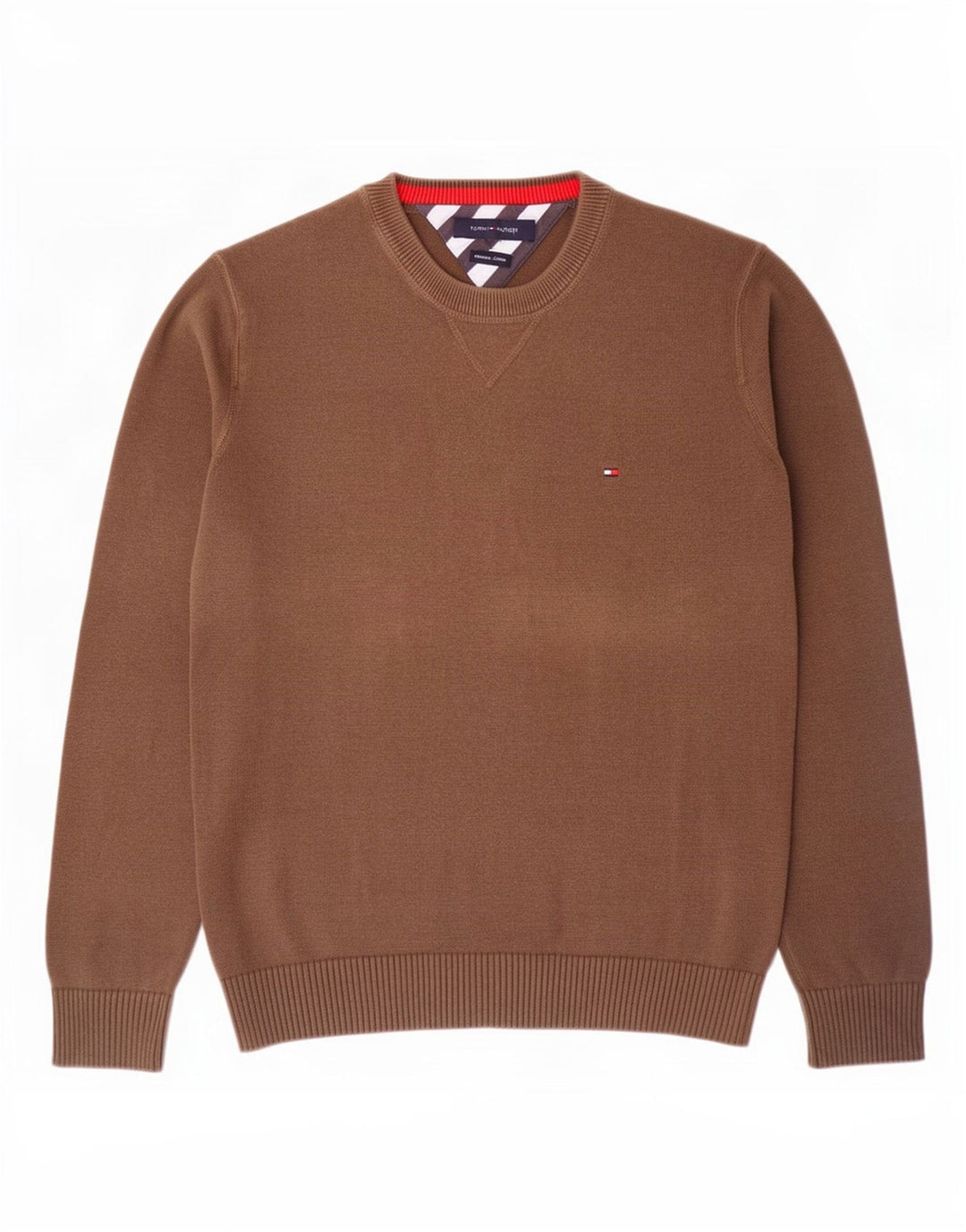 Męski sweter z okrągłym dekoltem Tommy Hilfiger Średni brązowy bawełniany