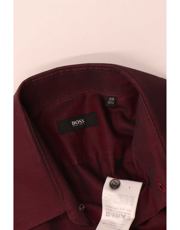 Koszula męska Hugo Boss, rozmiar 39 15 1/2, średnia, bordowa bawełna