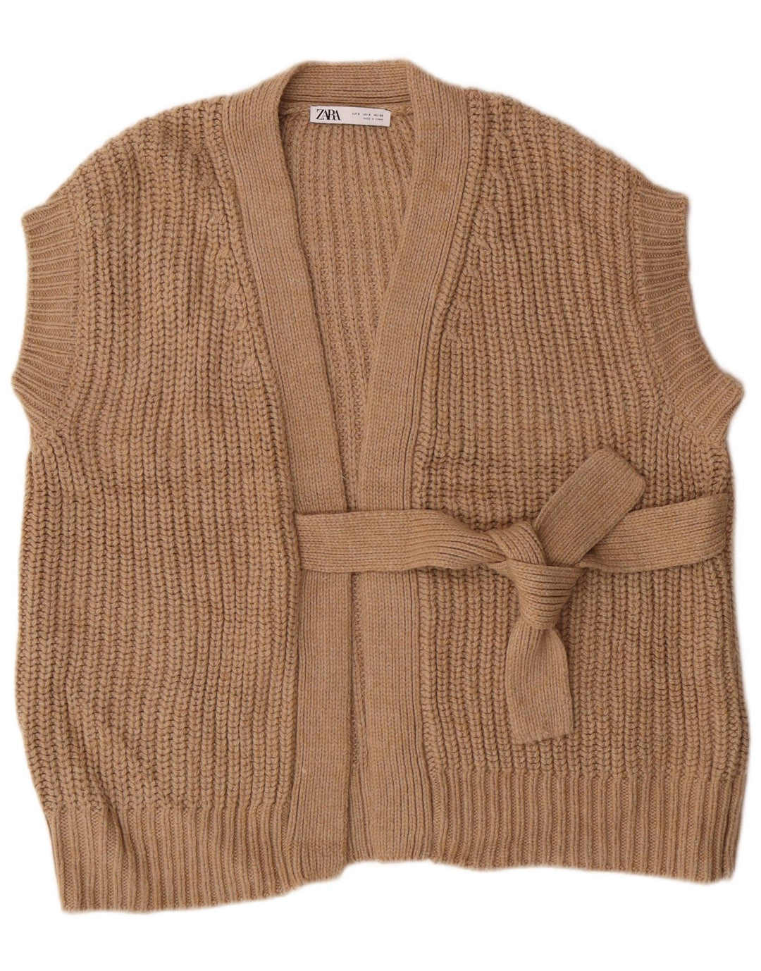 Damski sweter oversize bez rękawów ZARA UK 10 Small Brown