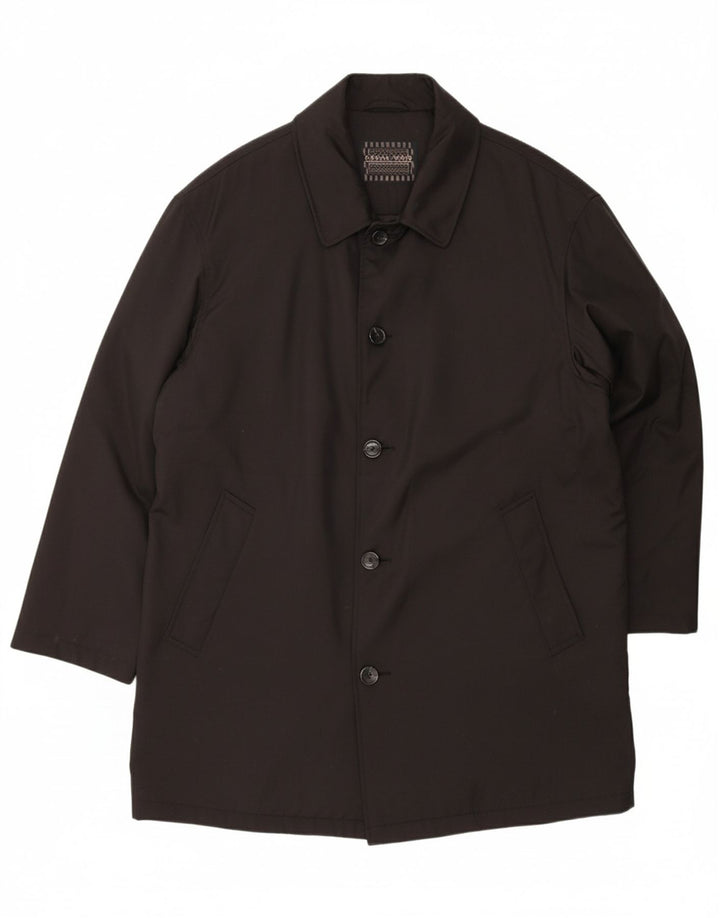 ANGELO LITRICO Mens Overcoat UK 40 Large Black Polyester