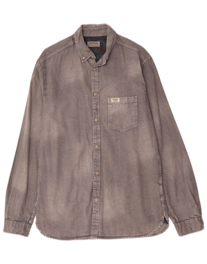 Koszula męska Jack & Jones, średnioszara, bawełniana