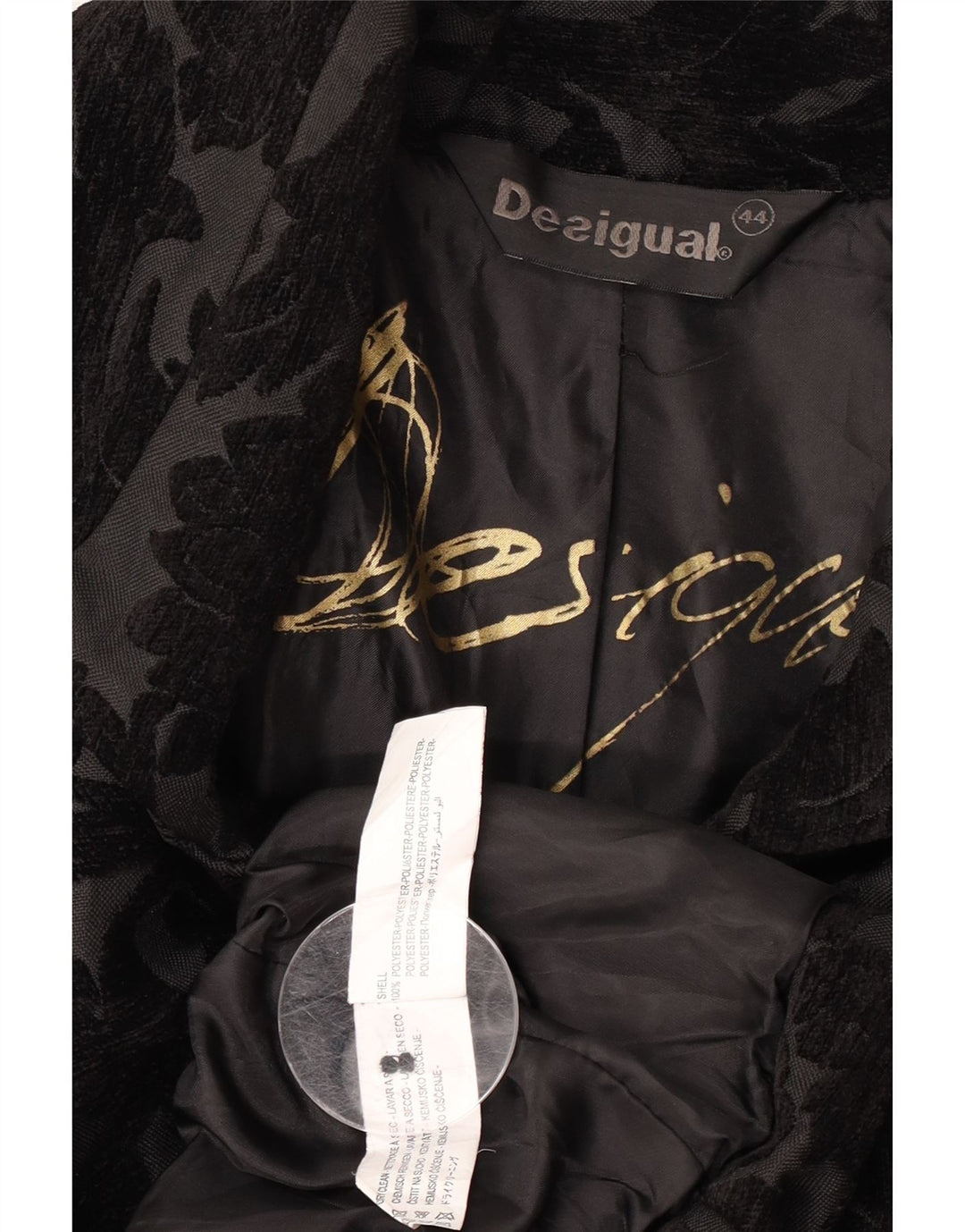 Desigual damski płaszcz EU 44 XL, czarny, kwiatowy, poliester