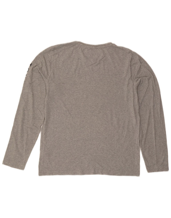 Męski top graficzny Tommy Hilfiger z długim rękawem, duży, szary, nakrapiany, bawełniany