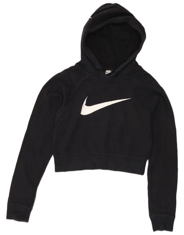 Damski sweter z kapturem i grafiką Nike, UK 10, mały, czarny, bawełniany