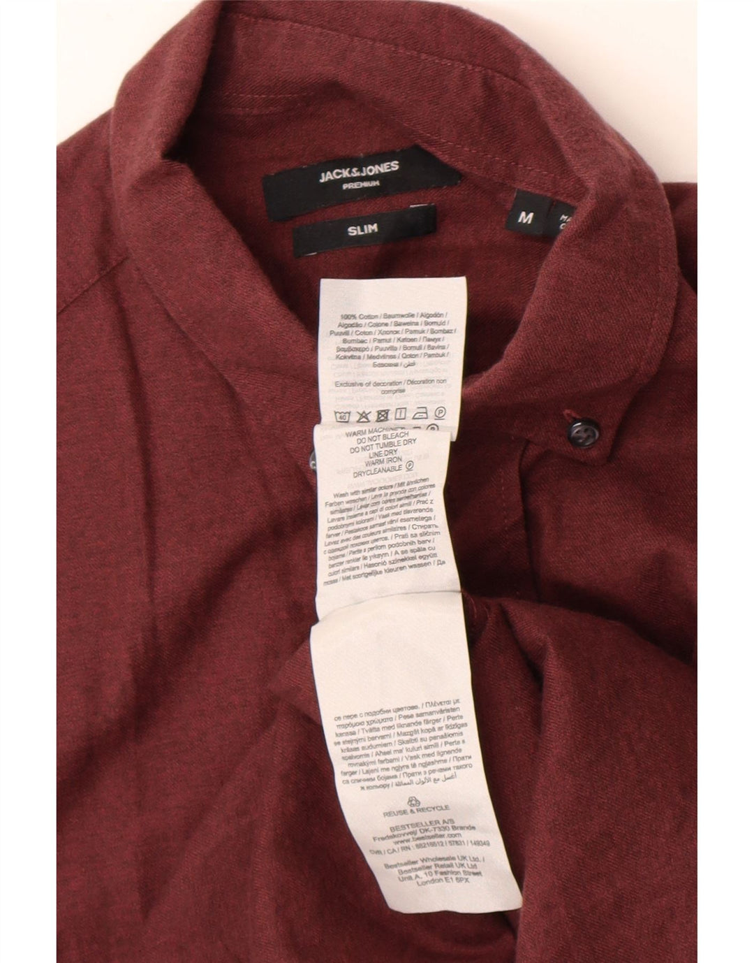 Koszula męska Jack & Jones o dopasowanym kroju, średnia, bordowa bawełna