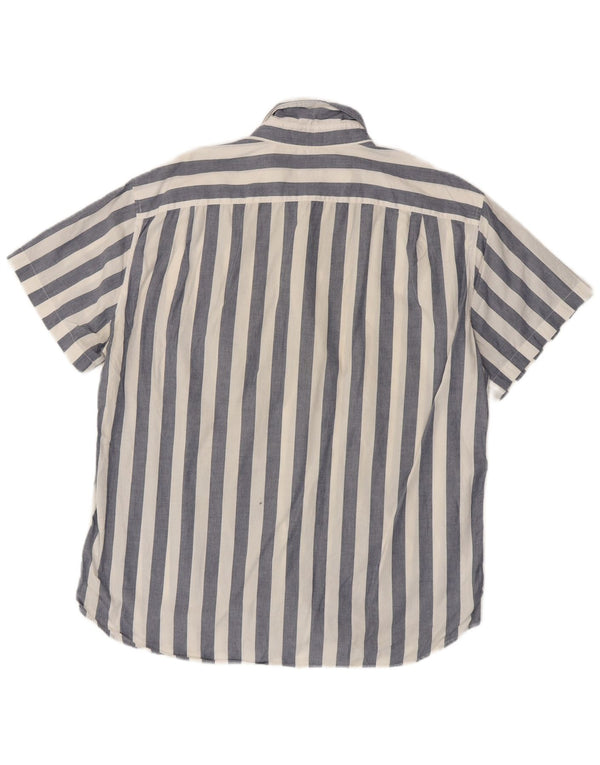 J. CREW Męska dopasowana koszula z krótkim rękawem XL, bawełniana w niebieskie paski