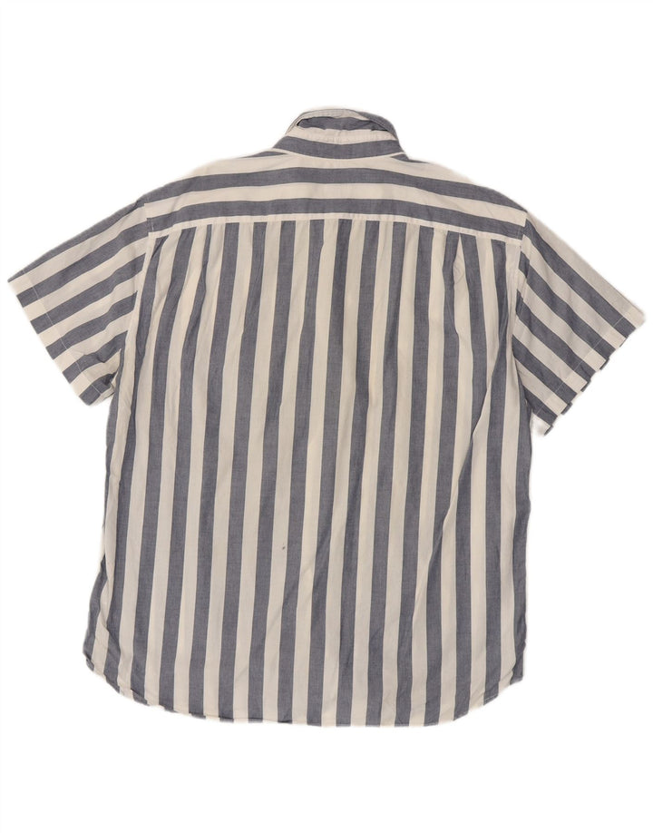 J. CREW Męska dopasowana koszula z krótkim rękawem XL, bawełniana w niebieskie paski