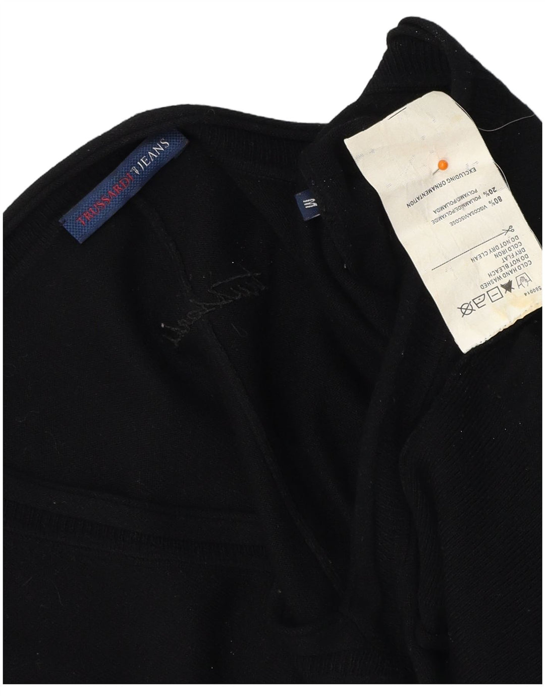 Damski sweter poncho TRUSSARDI JEANS UK 14 Średni czarny wiskoza