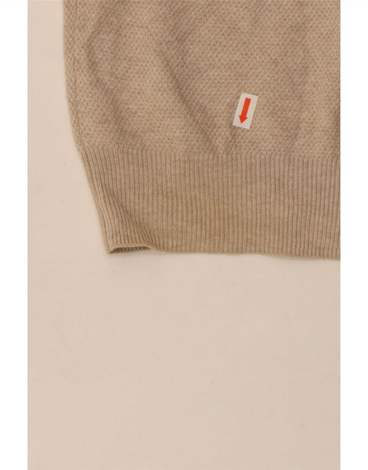 Męski sweter zapinany na zamek Massimo Dutti w kolorze średniego beżu, bawełniany