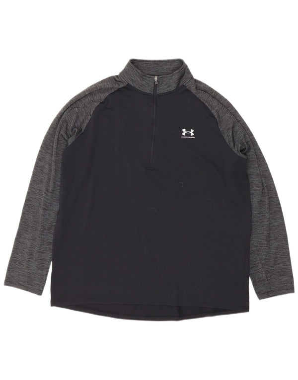 Męski top z grafiką Under Armour, zapinany na zamek, z długim rękawem, duży, czarny, sportowy