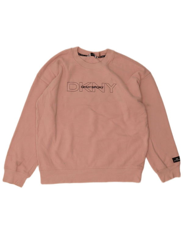 Damska bluza oversize Dkny z grafiką UK 14, średnia różowa bawełna