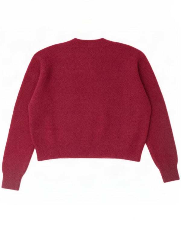 Sweter damski Zara Crop Oversize z okrągłym dekoltem UK 10 Small Burgundy