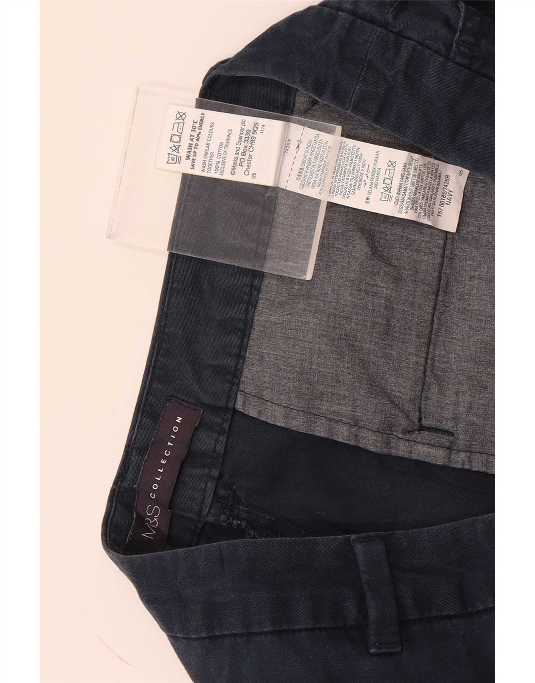 Marks & Spencer Damskie spodenki Chino UK 12 Medium W30 Granatowe, bawełniane
