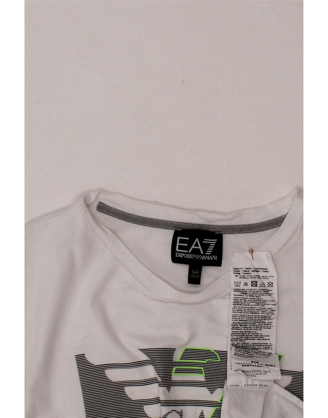 Chłopięcy T-shirt z grafiką EMPORIO ARMANI, 13-14 lat, biała bawełna