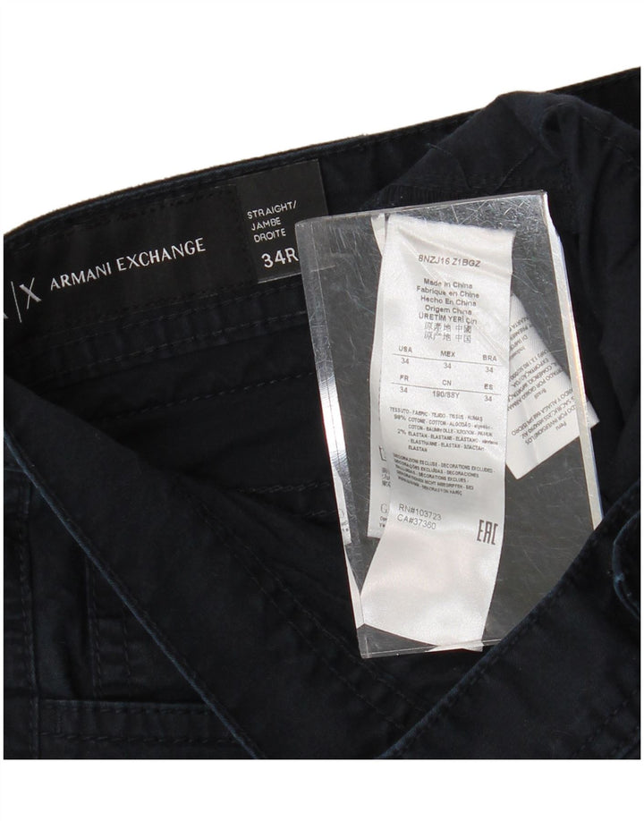 ARMANI EXCHANGE Męskie proste dżinsy W34 L30 Granatowa bawełna