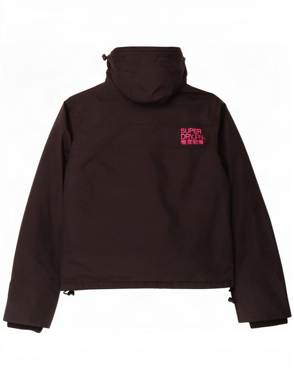 Damska kurtka wiatrówka z kapturem Superdry UK 14 Medium Black Nylon