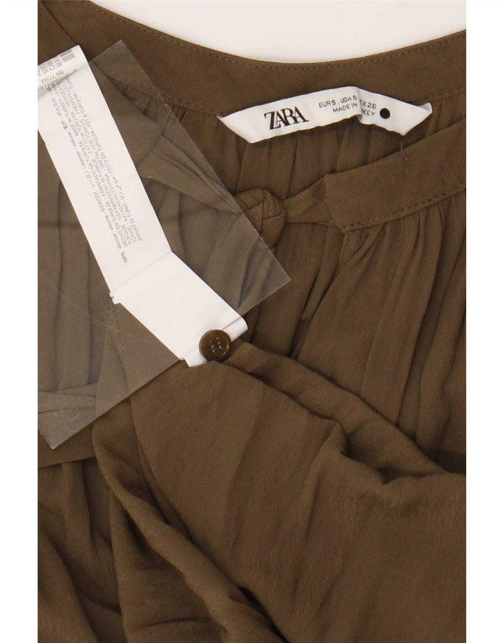Damska bluzka oversize Zara Top UK 10 Small, zielona wiskoza