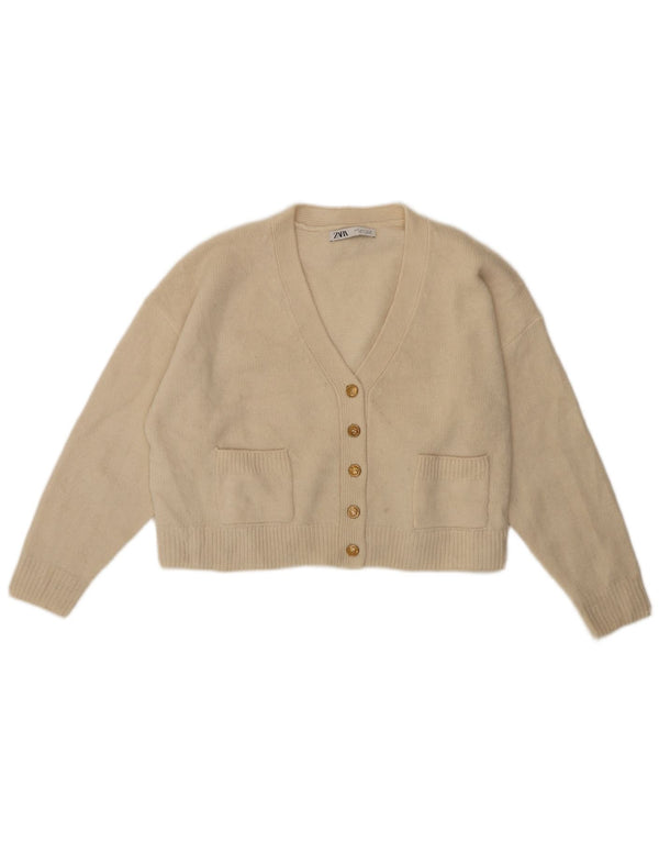 Damski sweter typu Crop Oversize Zara UK 10, mała wełniana w kolorze złamanej bieli