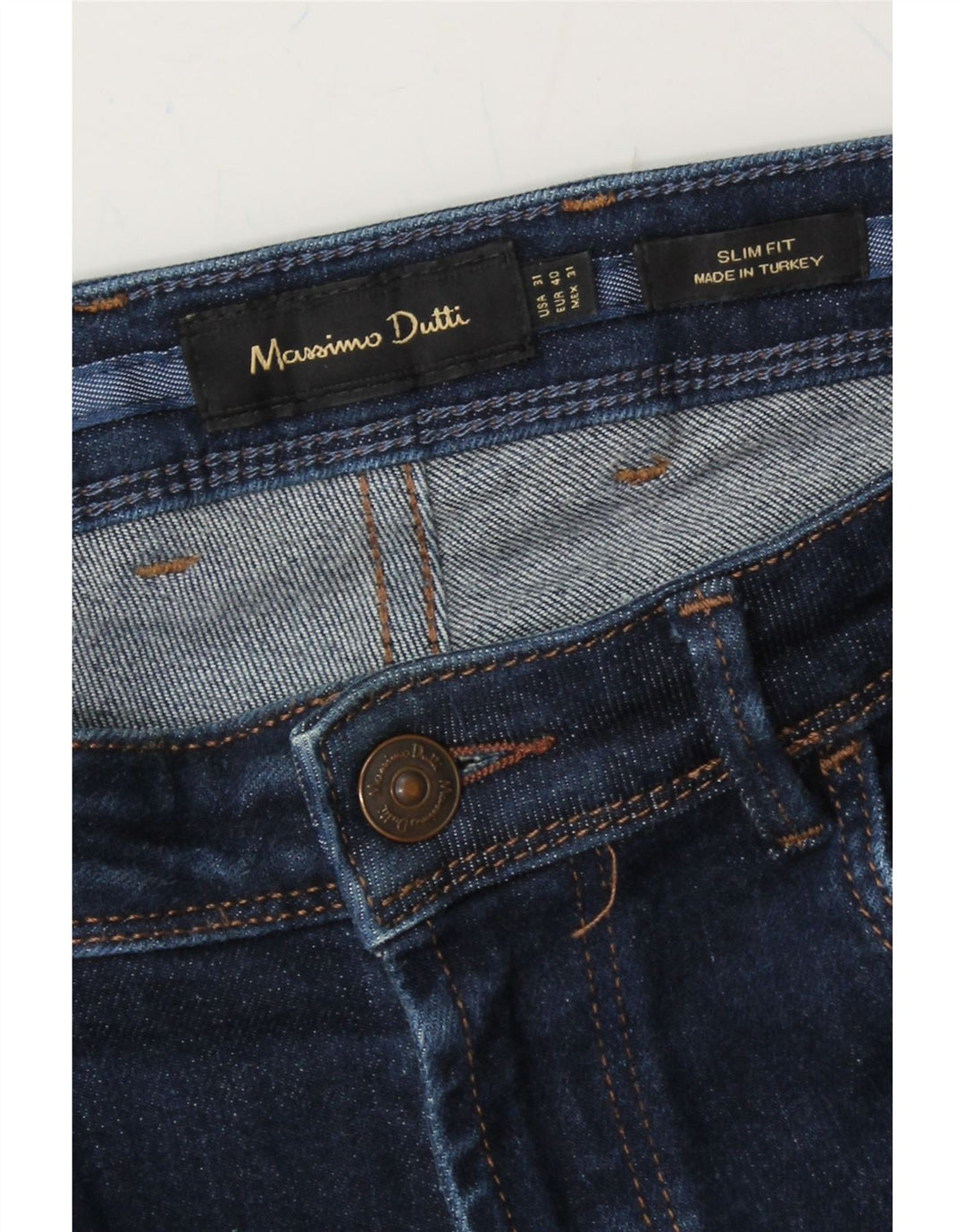 MASSIMO DUTTI Mens Slim Jeans EU 40 Medium W31 L29 Navy Blue Vintage Massimo Dutti and Second-Hand Massimo Dutti from Messina Hembry 