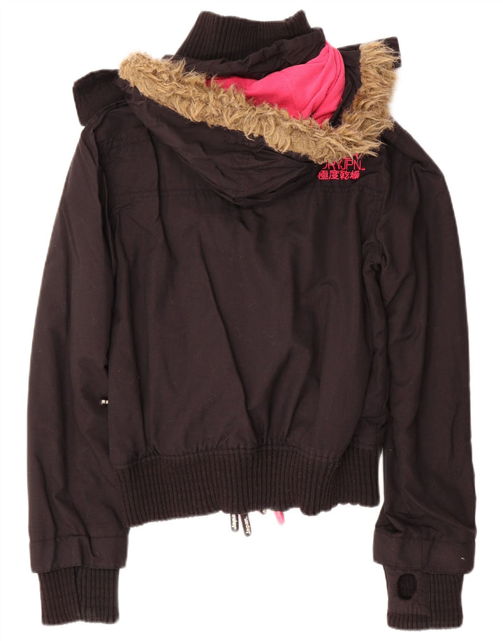 Damska kurtka wiatrówka z kapturem Superdry The Windbomber UK 14, średnia czarna