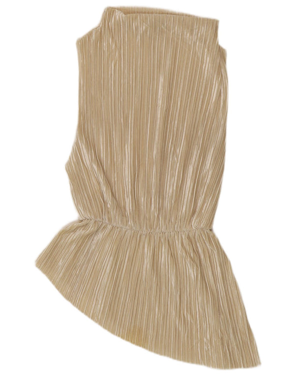 Topshop damska welurowa sukienka z obniżoną talią, bez rękawów, UK 10, mała, beżowa