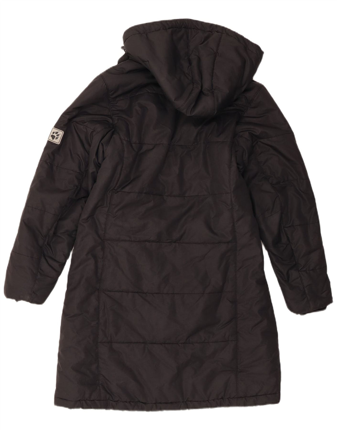 Damski ocieplany płaszcz z kapturem Jack Wolfskin UK 10, mały, czarny poliester