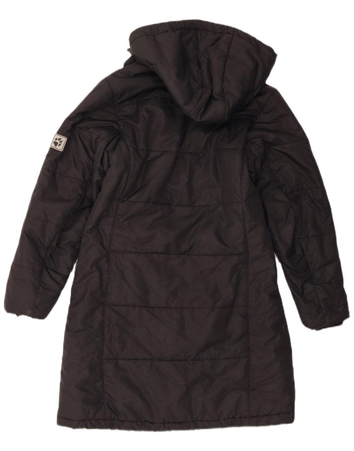 Damski ocieplany płaszcz z kapturem Jack Wolfskin UK 10, mały, czarny poliester