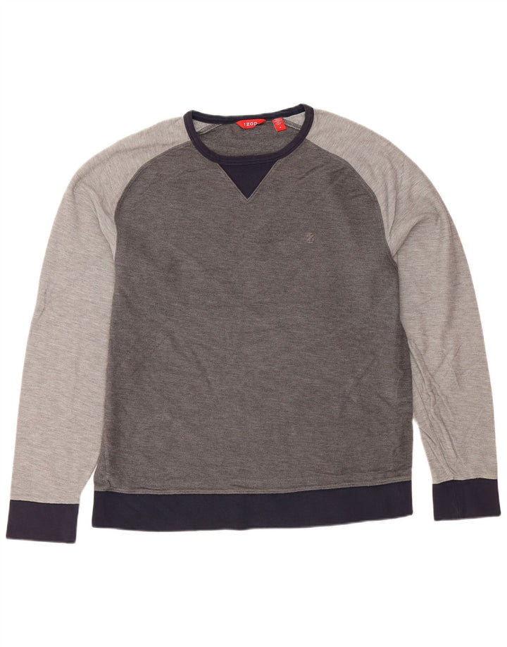 Bluza męska IZOD, bawełniana, średnioszara, z blokami kolorów