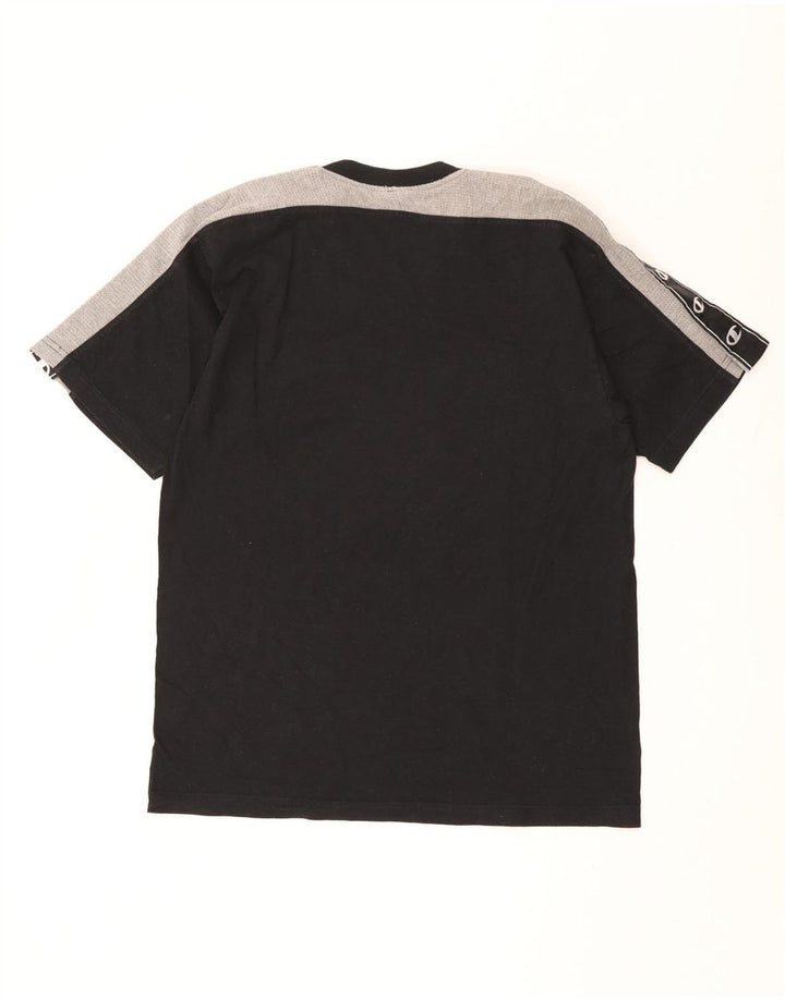 Męski T-shirt Champion z grafiką, duży, czarny, z blokami kolorów