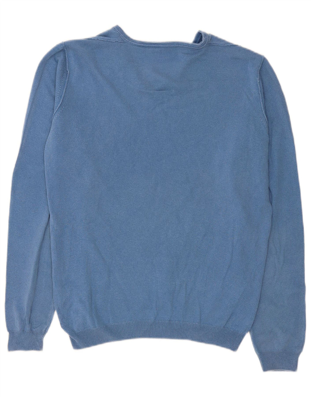 Męski sweter Trussardi Jeans z dekoltem w kształcie litery V, średnioniebieski, bawełniany