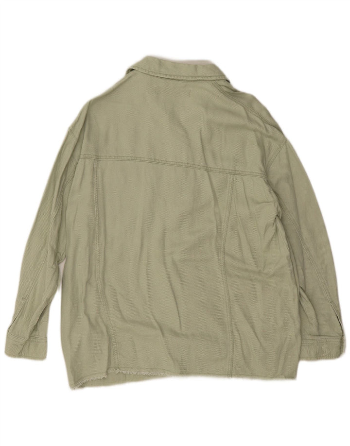 Damska kurtka bomberka oversize Zara UK 10, mała, zielona bawełna