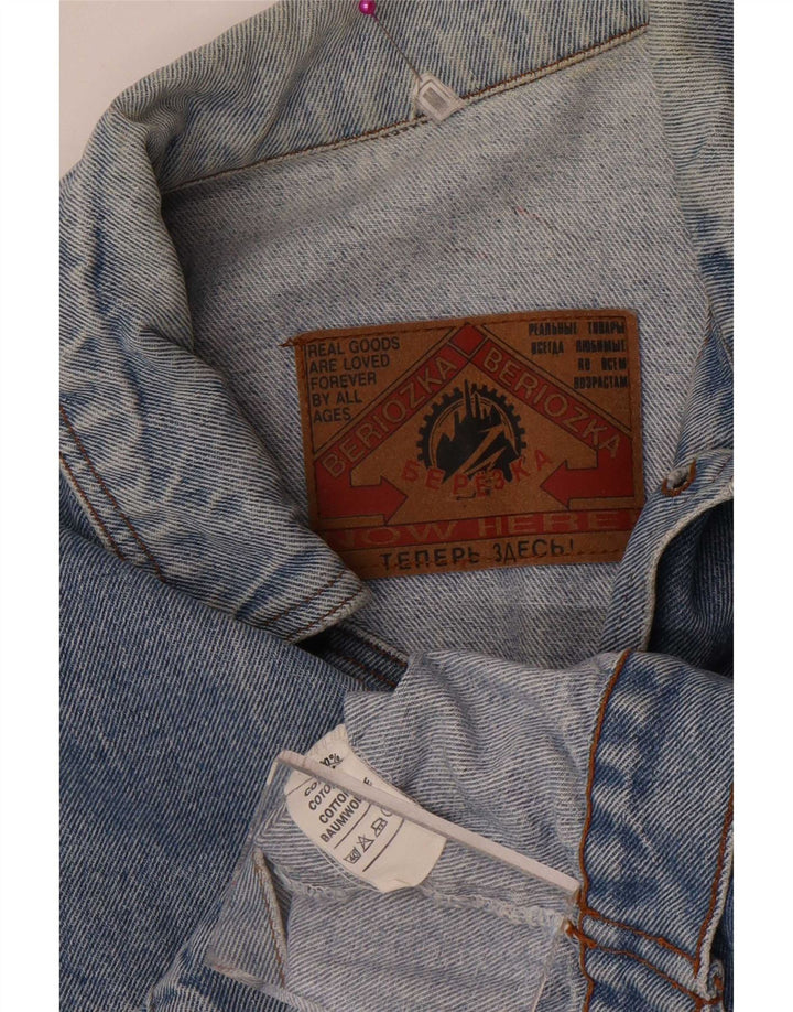 Vintage damska kurtka dżinsowa oversize UK 14, średnia niebieska bawełna