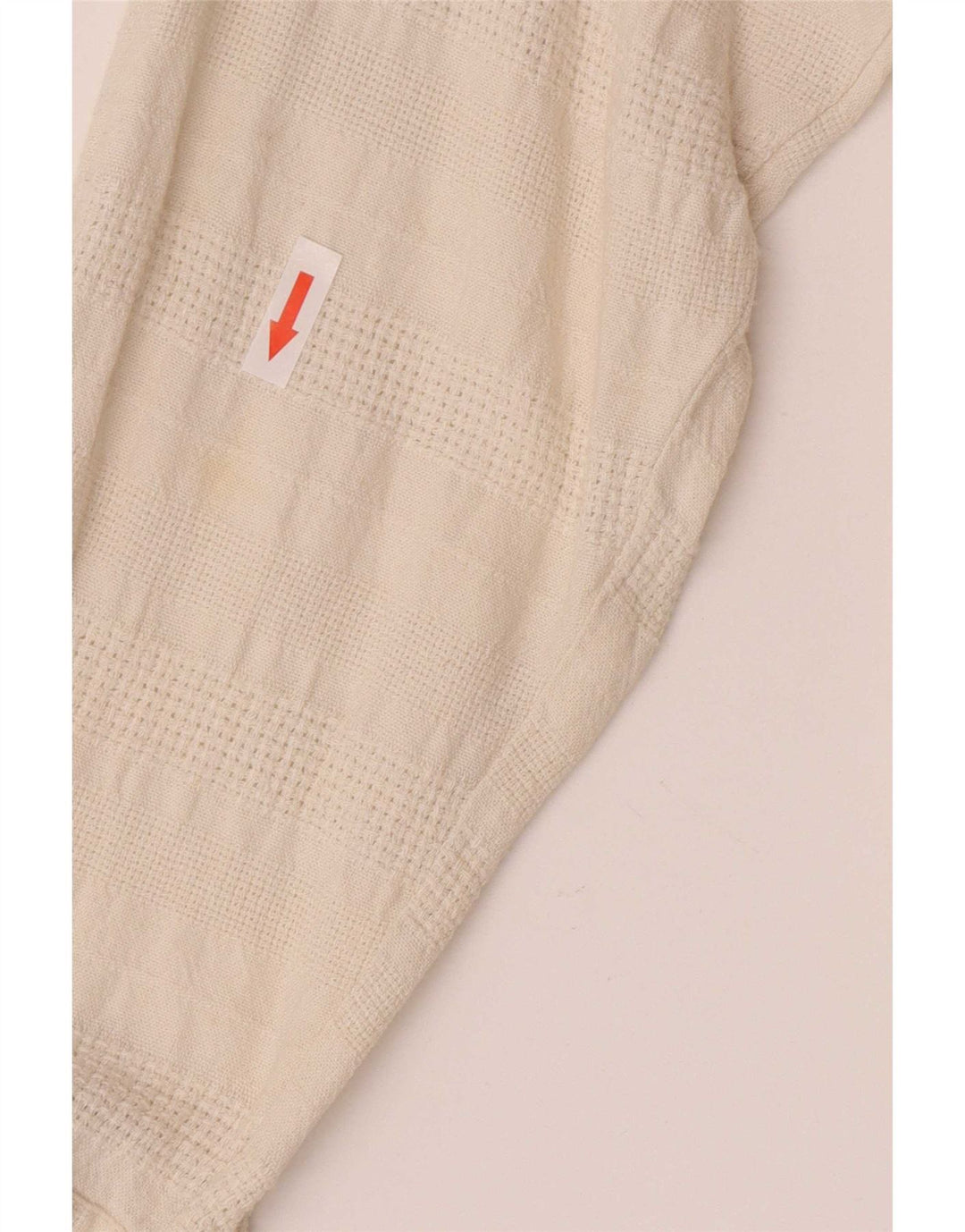 Koszula męska w stylu vintage, duża, z lnu w geometryczne wzory w kolorze złamanej bieli