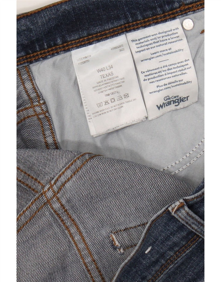Męskie proste dżinsy Wrangler W40 L34, niebieskie, bawełniane