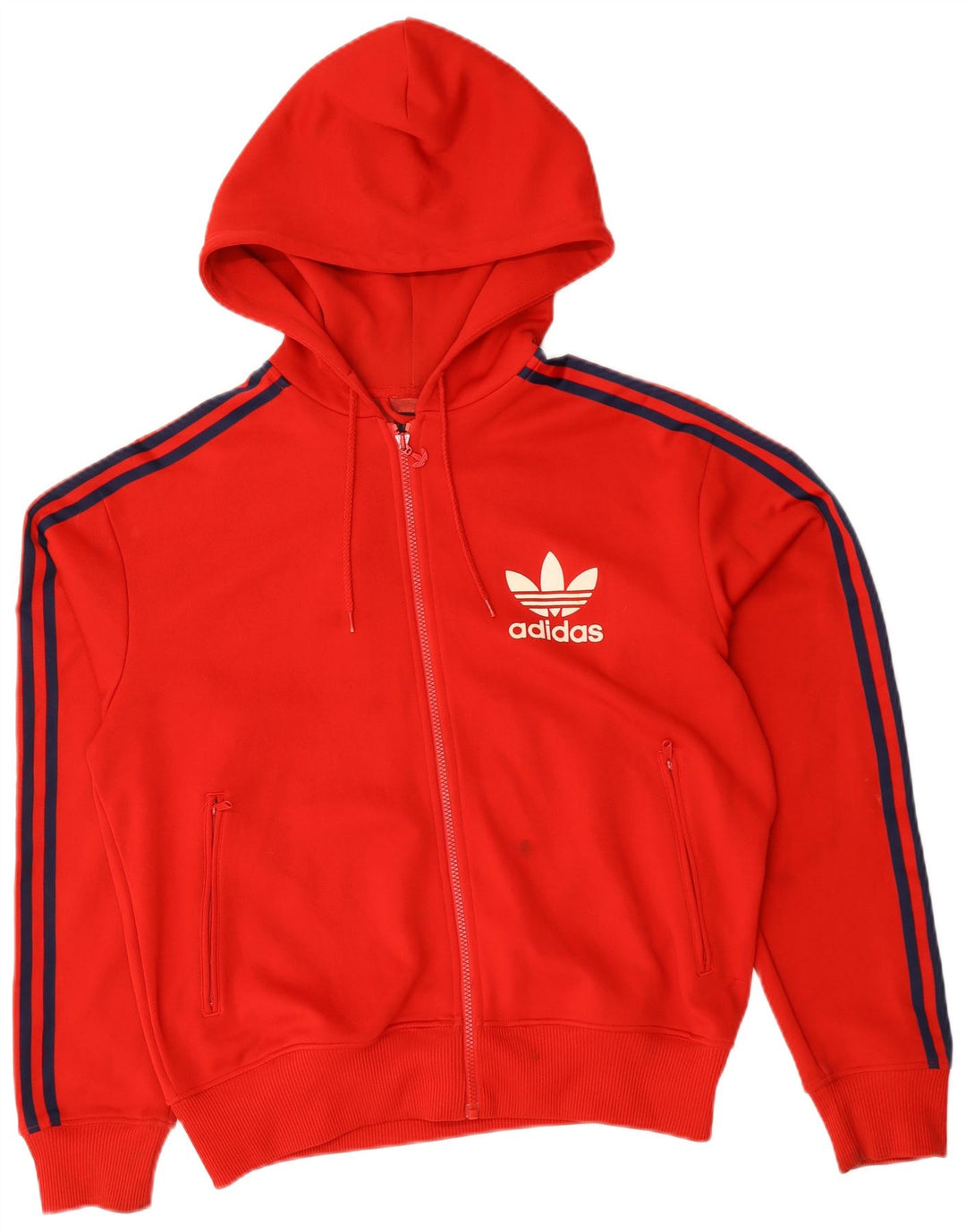 Adidas Męski sweter z kapturem i zamkiem błyskawicznym, duży, czerwony poliester