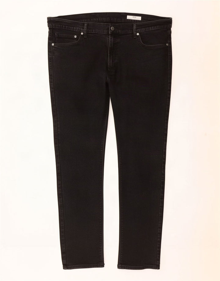 Marks & Spencer Męskie jeansy slim W40 L31 Czarne bawełniane