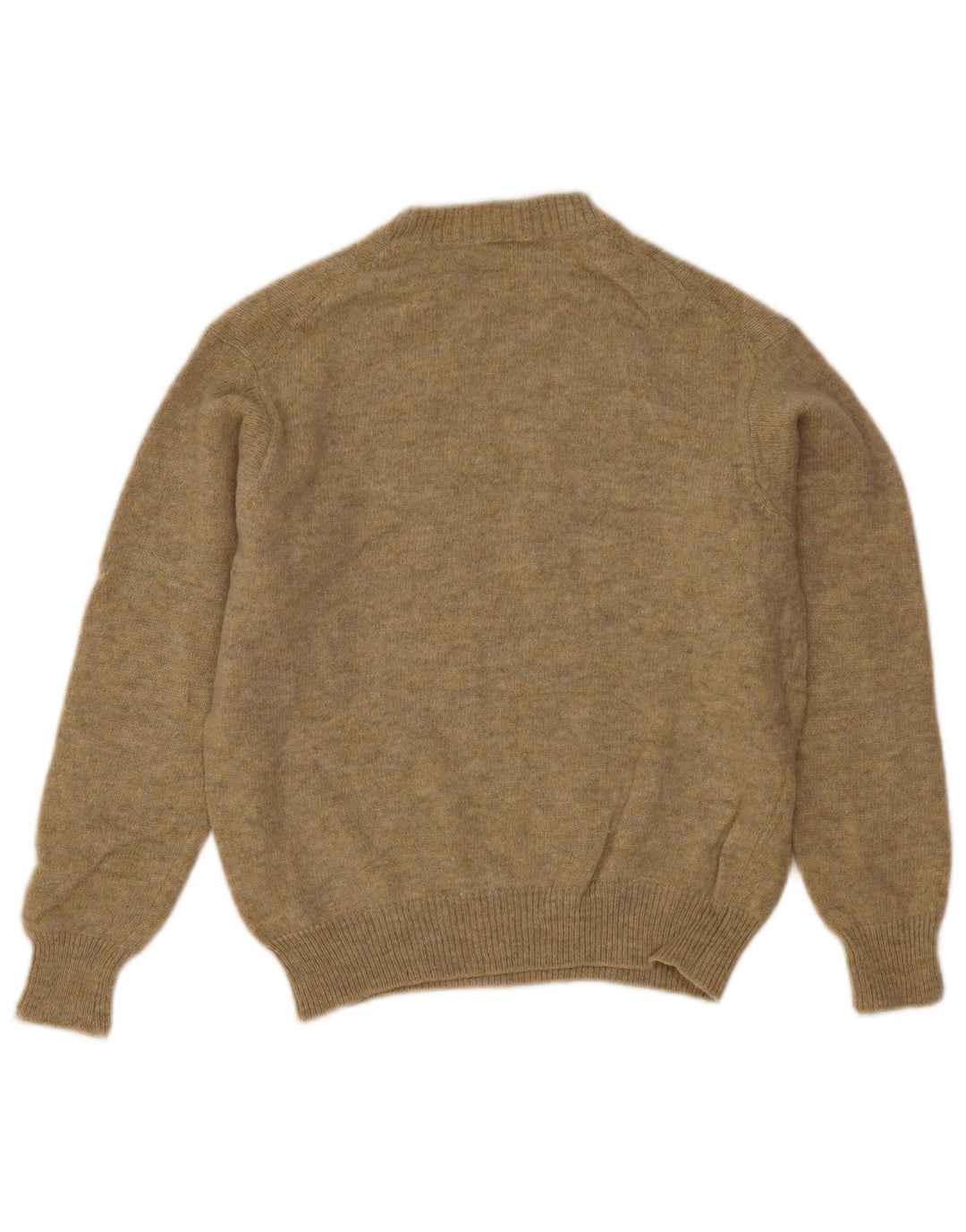 Damski sweter z okrągłym dekoltem Benetton UK 14, średnia wełna khaki