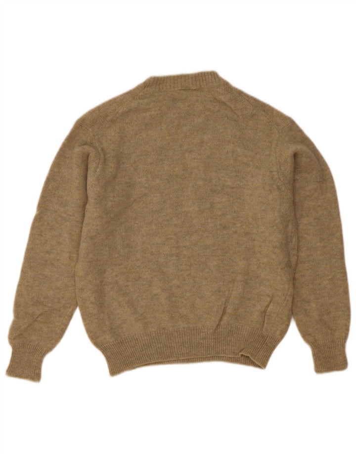 Damski sweter z okrągłym dekoltem Benetton UK 14, średnia wełna khaki