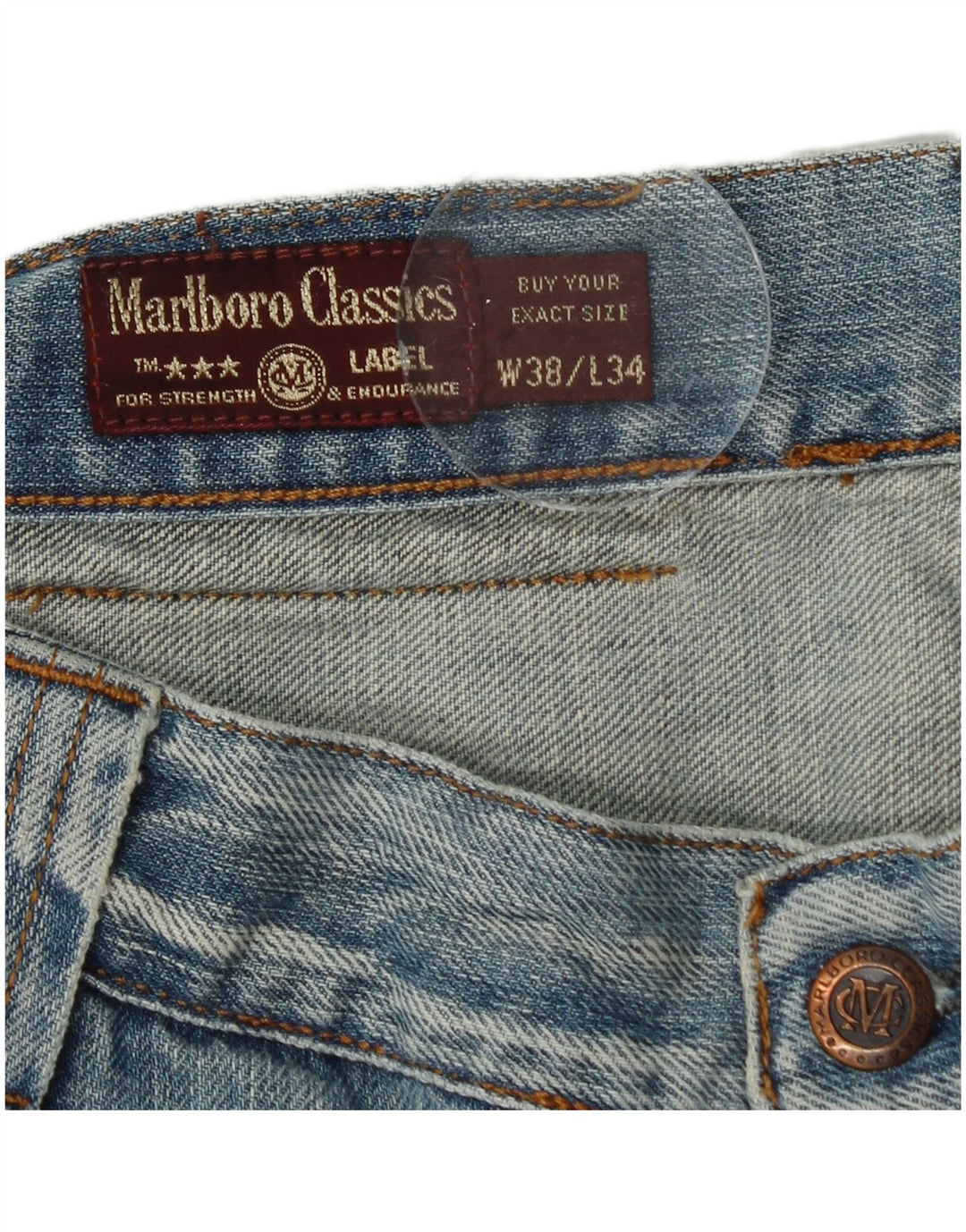 Marlboro Classics Męskie proste dżinsy W38 L34 Niebieska bawełna