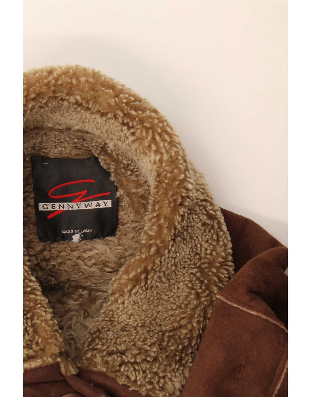 Vintage damska kurtka shearling UK 16 Large Brown